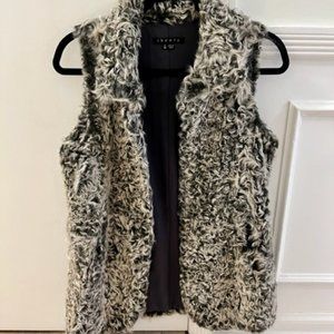 Theory Black and White Lamb Fur Vest - Size P
